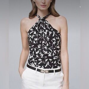 White House Black Market Floral Twist Halter Top